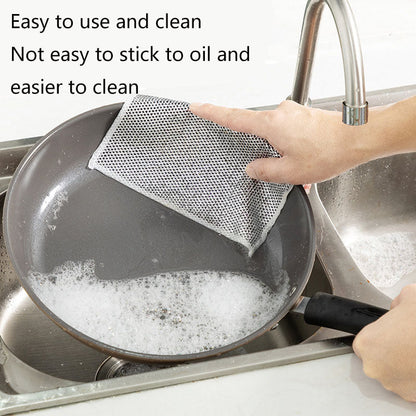 Silver Wire Rag Steel Wire Dishcloth kitchen Dishcloth Mesh Non-stick Oil Rag