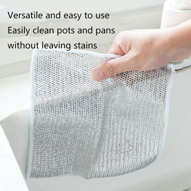 Silver Wire Rag Steel Wire Dishcloth kitchen Dishcloth Mesh Non-stick Oil Rag
