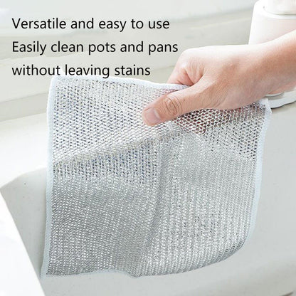Silver Wire Rag Steel Wire Dishcloth kitchen Dishcloth Mesh Non-stick Oil Rag