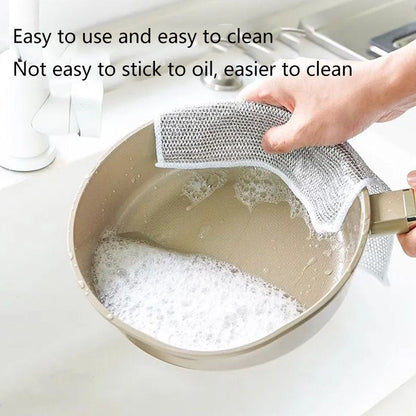 Silver Wire Rag Steel Wire Dishcloth kitchen Dishcloth Mesh Non-stick Oil Rag