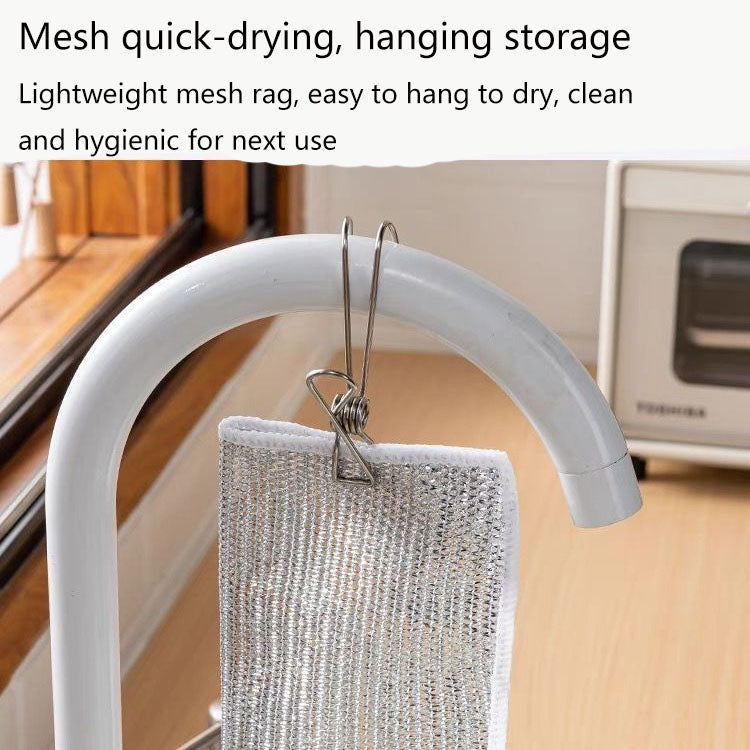 Silver Wire Rag Steel Wire Dishcloth kitchen Dishcloth Mesh Non-stick Oil Rag