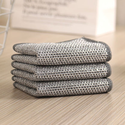 Silver Wire Rag Steel Wire Dishcloth kitchen Dishcloth Mesh Non-stick Oil Rag